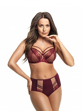 Brazilian style panties Gorsenia Lingerie  Maroon panties in a very neat edition. They look beautiful in virtually any size. Back enriched with a light, subtle clearance, placed in th