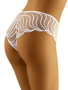 Panties Wolbar  Comfortable panties made of slightly transparent, elastic tulle. Decorated with a floral motif. They will immediately provide you with comfo