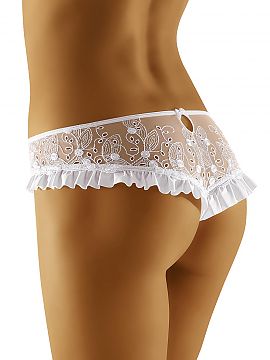 T-backs Wolbar  Chacona is a thong decorated with frill. Playful and transparent, they definitely arouse interest. Delicate tulle, from which they were sewn