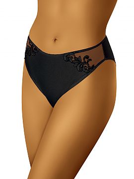 Panties Wolbar  Classic, very feminine panties with openwork decoration on the sides of the hips. Made of elastic, durable knitwear, perfectly adapts to the