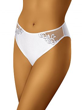 Panties Wolbar  Classic, very feminine panties with openwork decoration on the sides of the hips. Made of elastic, durable knitwear, perfectly adapts to the