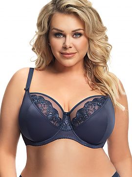 Soft Gorsenia Lingerie  Navy blue, elegant bra, which perfectly shapes, lifts and holds the bust in place. Smooth at the bottom, great for autumn-winter stylisation