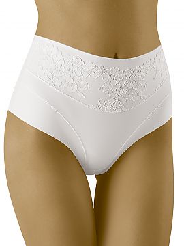 Panties Wolbar  Women\'s higher-waisted corrective, figure-modeling panties. Made of smooth microfiber and lace, they emphasize the waistline. They do not s