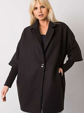 Coat Rue Paris  Women\'s coat with a loose cut, button closure, has a lining. On the sides slip pockets.