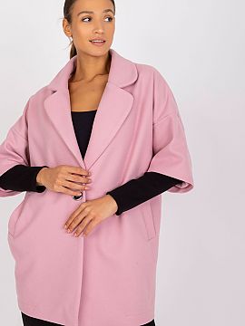Coat Rue Paris  Women\'s coat with a loose cut, button closure, has a lining. On the sides there are slip pockets.