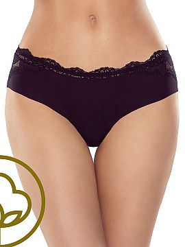 Panties Lapinee  Feminine panties, the front is made of smooth cotton, the front legs are laser-cut. The back is made of lace with a floral motif against a b