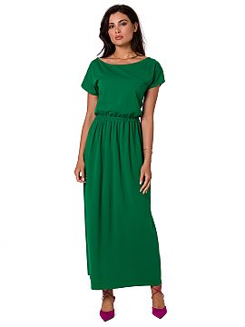 Daydress BeWear  Comfortable cotton maxi dress with a neckline that falls slightly over one shoulder and an elastic waistband.