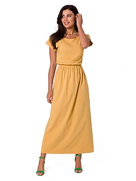 Daydress BeWear  Comfortable cotton maxi dress with a neckline that falls slightly over one shoulder and an elastic waistband.