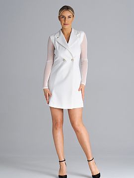 Short dress Figl  Mini jacket dress, with long sleeves and a mesh back. The dress is buttoned, with a collar.