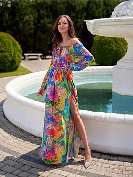 Daydress Roco Fashion  The long Spanish dress with binding at the neckline is made of very good quality fabric, so it will last for years. The maxi dress features 