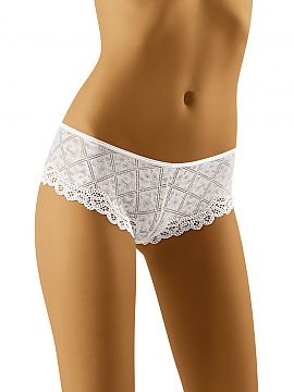 Panties Wolbar  Elegant panties made of soft, stretchy knit fabric. Charmingly decorated with lace around the thighs. Comfortable, feminine cut.