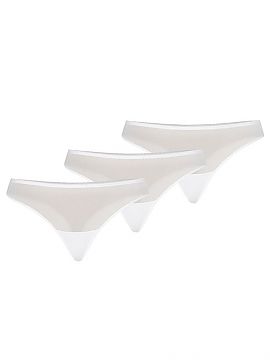 Set Teyli  A multi-pack of women\'s thongs made of delicate mesh in white. The thongs in the three-pack have a classic, simple cut without lace pattern