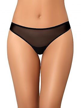 T-backs Teyli  Women\'s mesh thong in black. They are made of thin airy and sexy mesh, which impressively exposes the buttocks. At the waist, they are fini
