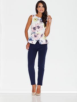 Women trousers Figl   Classic trousers, long legs.
 Tube cut, made of smooth material.
 Stuck-in elastic band at waist.
 Elegant trousers perfect for any occa