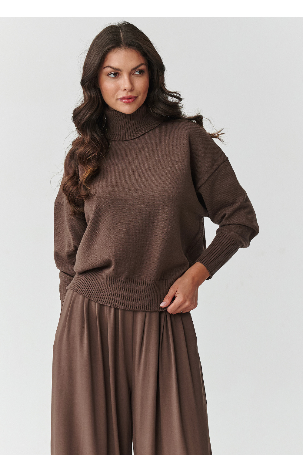Adult Product 18+ - Turtleneck model 217394 Makadamia - Makadamia - Sweaters, Pullovers, Jumpers, Turtlenecks, Boleros, Shrugs - KS Store