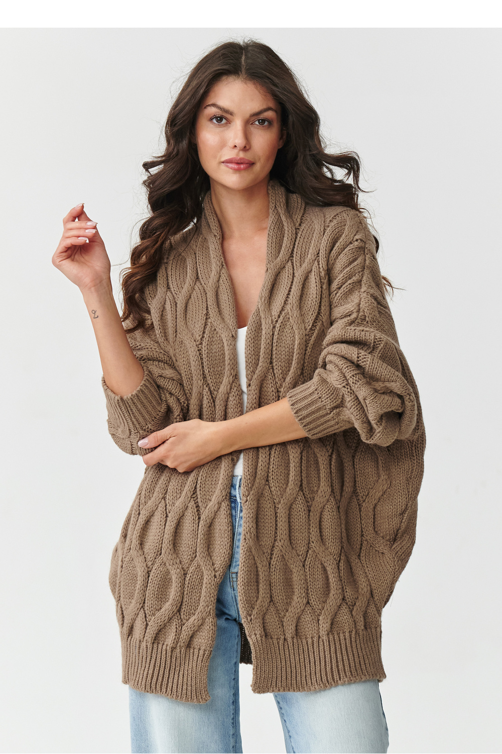 Adult Product 18+ - Cardigan model 217408 Makadamia - Makadamia - Cardigans for Women, Ponchos - KS Store