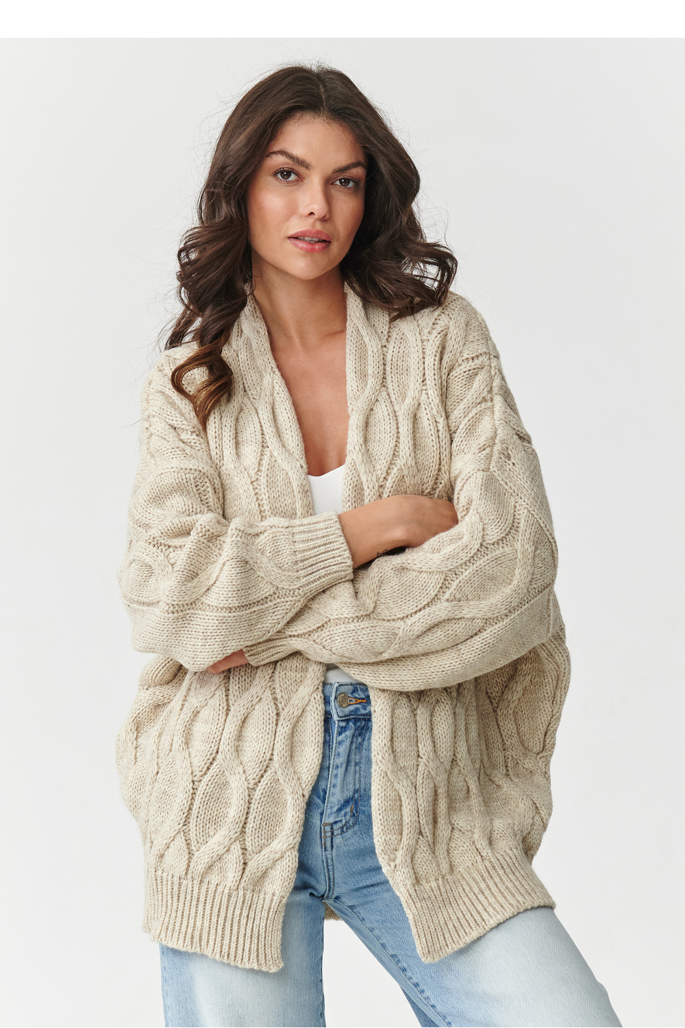 Adult Product 18+ - Cardigan model 217409 Makadamia - Makadamia - Cardigans for Women, Ponchos - KS Store