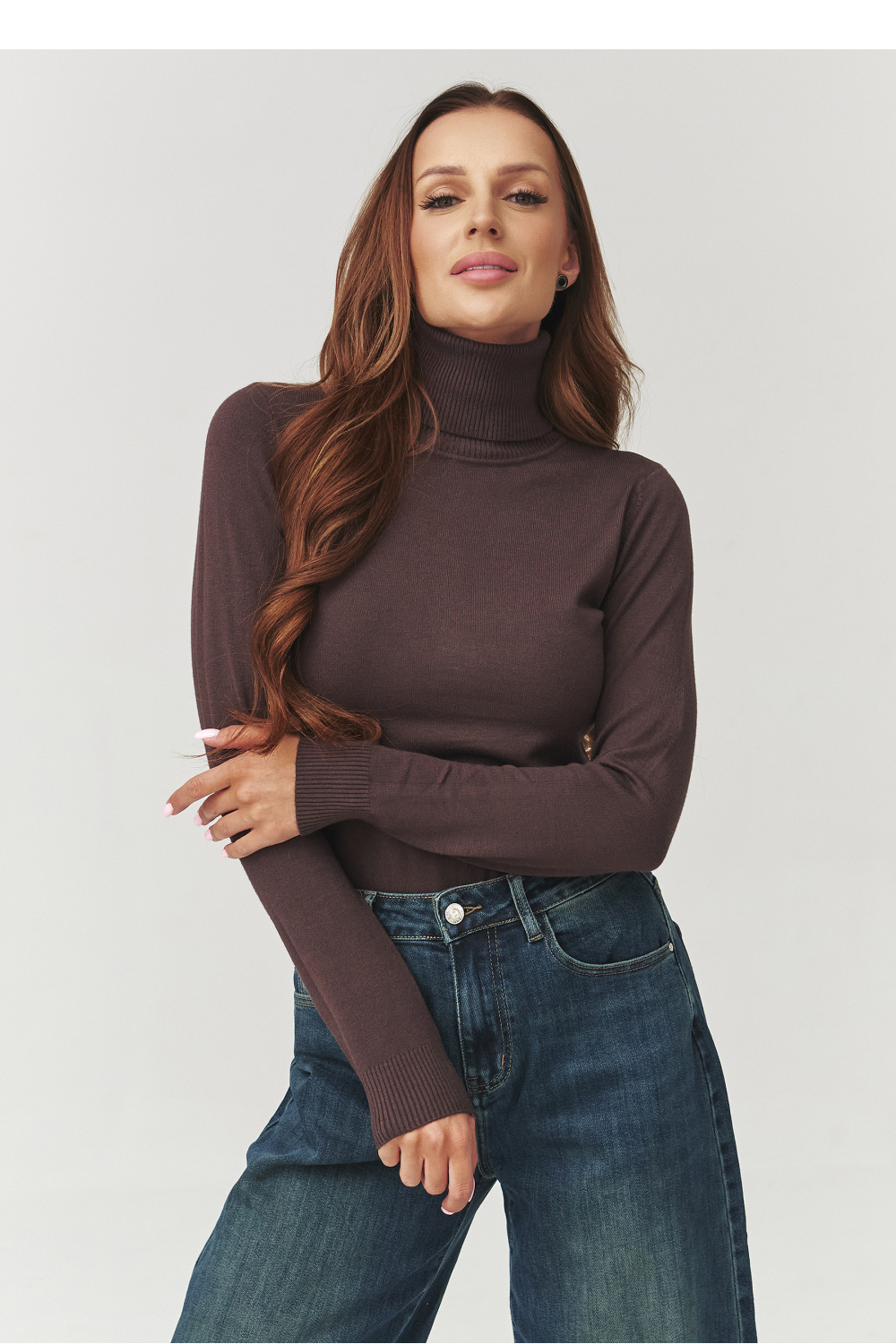 Adult Product 18+ - Turtleneck model 219742 Makadamia - Makadamia - Sweaters, Pullovers, Jumpers, Turtlenecks, Boleros, Shrugs - KS Store