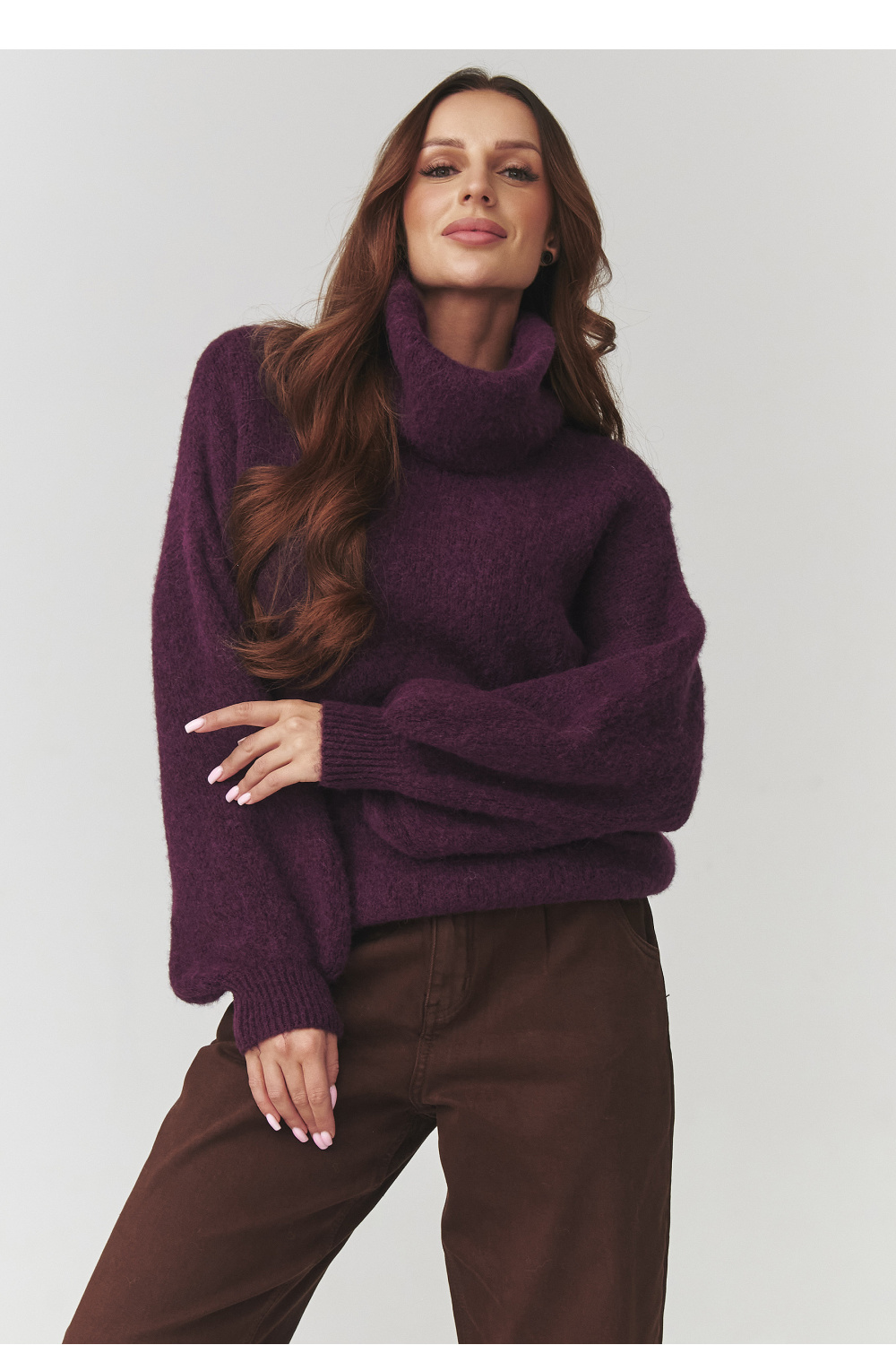 Adult Product 18+ - Turtleneck model 220797 Makadamia - Makadamia - Sweaters, Pullovers, Jumpers, Turtlenecks, Boleros, Shrugs - KS Store