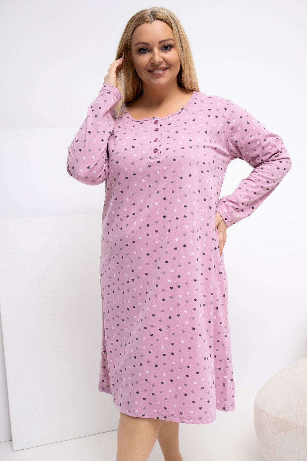 Adult Product 18+ - Plus Size Nightgown model 223303 Forever Pink - Forever Pink - Bielizna nocna Plus Size - KS Store