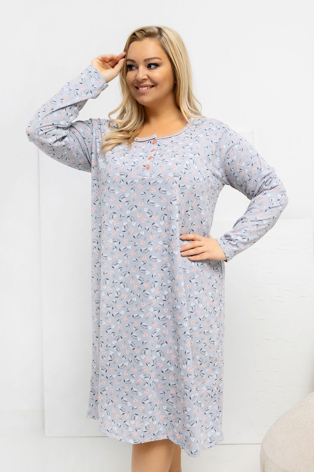 Adult Product 18+ - Plus Size Nightgown model 223307 Forever Pink - Forever Pink - Bielizna nocna Plus Size - KS Store