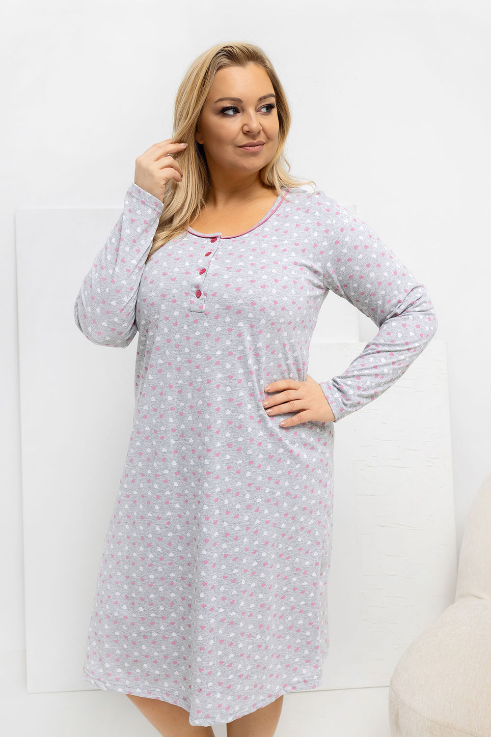 Adult Product 18+ - Plus Size Nightgown model 223309 Forever Pink - Forever Pink - Bielizna nocna Plus Size - KS Store