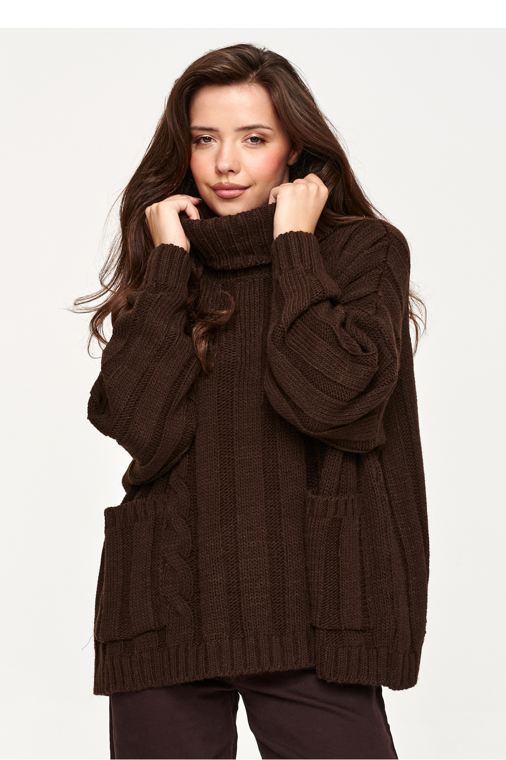 Adult Product 18+ - Turtleneck model 232516 Makadamia - Makadamia - Sweaters, Pullovers, Jumpers, Turtlenecks, Boleros, Shrugs - KS Store