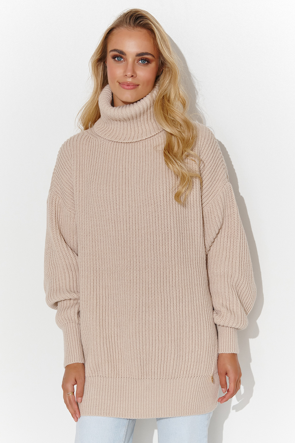 Adult Product 18+ - Turtleneck model 185214 Makadamia - Makadamia - Sweaters, Pullovers, Jumpers, Turtlenecks, Boleros, Shrugs - KS Store